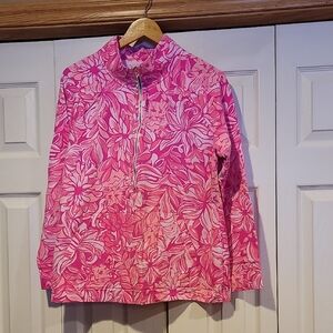 Lilly Pulitzer Pink and Orange Floral Zip Pullover